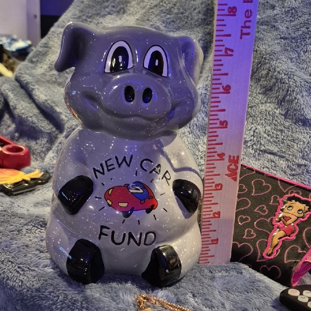 Gray "NEW CAR FUND" Piggy Bank - Picture 4 of 8
